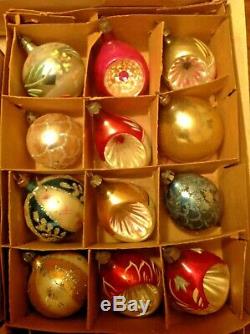 Gorgeous Mixed Lot 48 Vintage Antique Blown Glass Unmarked Christmas Ornaments