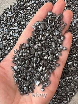 Grade A++ Hematite Semi Tumbled Gemstone Mini Chips 3 7 mm, Wholesale Bulk Lot