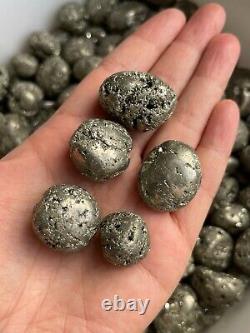 Grade A++ PyriteTumbled Stones, 0.75-1 Inch Pyrite Crystal, Wholesale Bulk Lot