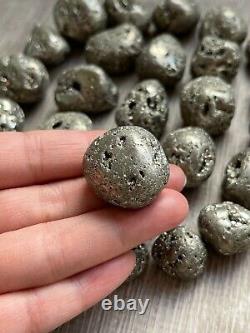 Grade A++ PyriteTumbled Stones, 0.75-1 Inch Pyrite Crystal, Wholesale Bulk Lot