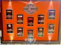 HARLEY DAVIDSON New Zippo Lighters Bradford Exchange Collection & Display Case