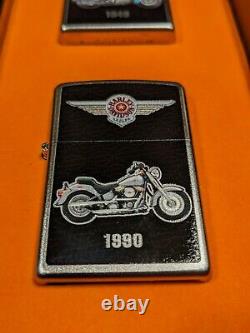 HARLEY DAVIDSON New Zippo Lighters Bradford Exchange Collection & Display Case