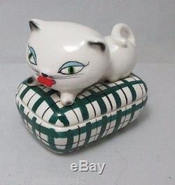 HOLT HOWARD COZY KITTEN TAPE MEASURE & PIN TRINKET BOX c1958