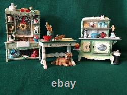 Hallmark Mrs. Clauss Kitchen Table, Stove & Sink-Signed 2012 & 2014 Dollhouse