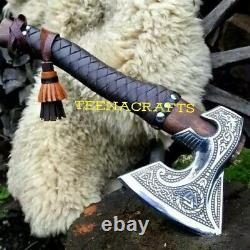 Hand Forged VIKING AXE, Carbon Steel with Leather sheath, Norse Axe, Vikings Axe