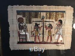 Hand Painted Egyptian Art On Papyrus Framed