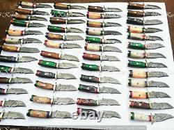 Handmade 6 Damascus Steel Wood End Bone&Colour Wood Handle Knives Lot of 50