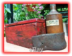 Hit n Miss Stetson gas engine oil can & wooden tool box combination