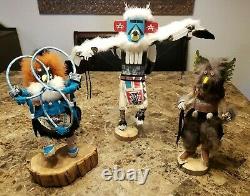 Hopi Kachina Dolls Eagle Owl Hoop Dancer 12-16 Tall Signed