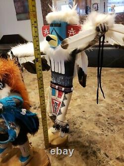 Hopi Kachina Dolls Eagle Owl Hoop Dancer 12-16 Tall Signed