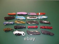 Huge Mixed 19 Folding Knife Pocket Knife Lot Mixed Sizes Bulk Resale Wholesale