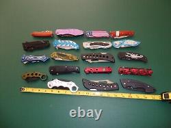 Huge Mixed 19 Folding Knife Pocket Knife Lot Mixed Sizes Bulk Resale Wholesale