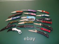 Huge Mixed 19 Folding Knife Pocket Knife Lot Mixed Sizes Bulk Resale Wholesale