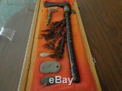 Indian Artifact Metal Blade Beaded 1800 Tomahawk