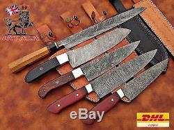 Japanese Sushi & Butcher Chef Knife Hand Made Damascus Steel Set of 5 (C-S 04)
