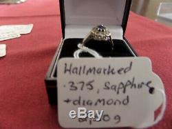 Job lot (QTY 10) / collection of hallmarked 9 ct solid gold and diamond rings