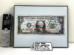 Keith Haring Signed Dollar Bill + Self Portrait + POP SHOP Biz Card