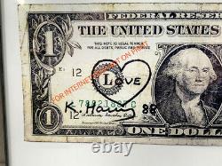 Keith Haring Signed Dollar Bill + Self Portrait + POP SHOP Biz Card