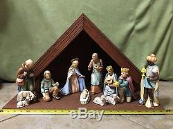 LARGE Hummel Goebel Nativity 13 piece, 1951 West Germany set #214, with Creche