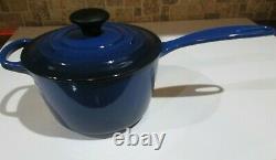 LE CREUSET ENAMEL CAST IRON SIGNATURE INDIGO OMBRE SAUCEPAN WithLID #16 1.75 QTS