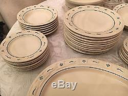 LONGABERGER China Pottery WOVEN TRADITIONS Classic GREEN 45 PC DINNER SET, MINT