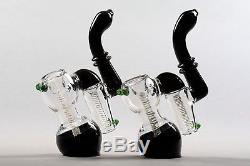 LOT 30X 7 Black Double Chamber Smoking Water Bubbler Pipe Herb bowl Glass Hand