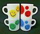 Lot 4 Vintage Milk Glass Coffee Mugs Happy Smiley Face Mug
