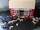 Large Lot Schleich Red Barn And Barnyard Animals Cow Bull Dog Horses Farm Stable