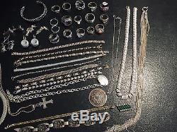 Large collection, 36 pieces 370+ grams of Sterling Silver Jewelry! MAKE OFFER