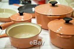 Le Creuset Cast Iron Set 6 Vintage Apricot Dutch Oven, Saucepot, Skillet, Etc