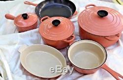 Le Creuset Cast Iron Set 6 Vintage Apricot Dutch Oven, Saucepot, Skillet, Etc