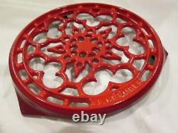 Le Creuset Enameled Cast Iron Cerise Heart 2.25 Qt & Cerise Cast Iron Trivet