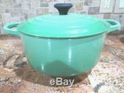 Le Creuset Enameled Cast Iron Green Dutch Oven #22 Clean Pristine