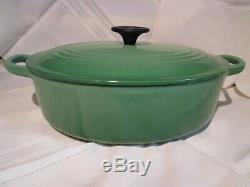 Le Creuset Enameled Cast Iron Oval Dutch Oven Hibiscus Green #27, 3.5 Qts Mint