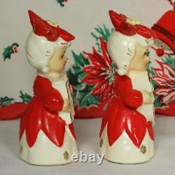 Lipper & Mann Christmas NOEL BELLS Poinsettia Hats Snowflakes 1950s Japan 1 SET