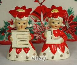 Lipper & Mann Christmas NOEL BELLS Poinsettia Hats Snowflakes 1950s Japan 1 SET