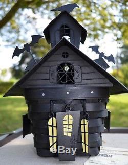 Longaberger 2012 HAUNTED HOUSE Halloween Basket COMBO Lid Protector & Tie-on Set