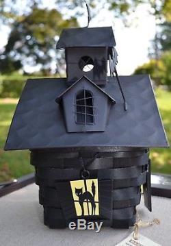 Longaberger 2012 HAUNTED HOUSE Halloween Basket COMBO Lid Protector & Tie-on Set