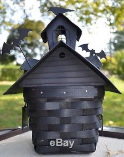 Longaberger 2012 HAUNTED HOUSE Halloween Basket COMBO Lid Protector & Tie-on Set