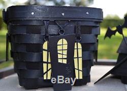 Longaberger 2012 HAUNTED HOUSE Halloween Basket COMBO Lid Protector & Tie-on Set