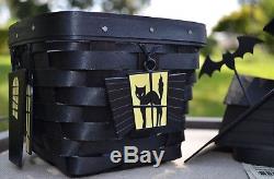 Longaberger 2012 HAUNTED HOUSE Halloween Basket COMBO Lid Protector & Tie-on Set