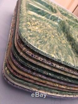 Lot 10 School Lunch Tray Melamine Prolon Ware Melmac Confetti Speckle Marbled