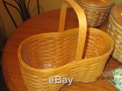 Lot 5 Vintage Longaberger Baskets With Liners Foliage Baskets, Snap Dragon Etc