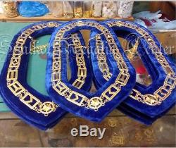 Lot Of 10 Blue Lodge Officer Chain Collar + 10 Free Officer Jewels