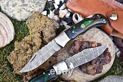 Lot Of 10 PCS! Cutlery Salvation Handmade Damascus Blade Back-Lock Folding Knife