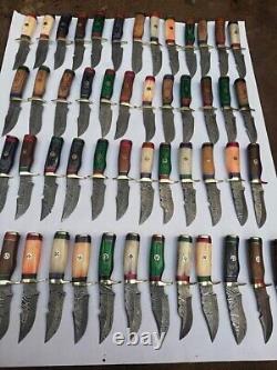 Lot Of 20pcs, 6'' Inch Skinner Knife Hand Forged Damascus Steel With Sheaths