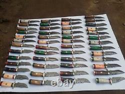 Lot Of 20pcs, 6'' Inch Skinner Knife Hand Forged Damascus Steel With Sheaths