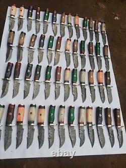 Lot Of 20pcs, 6'' Inch Skinner Knife Hand Forged Damascus Steel With Sheaths
