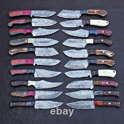 Lot Of 20pcs, 8'' Inch Skinner Knife Hand Forged Damascus Steel