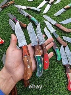 Lot Of 20pcs, 8'' Inch Skinner Knife Hand Forged Damascus Steel